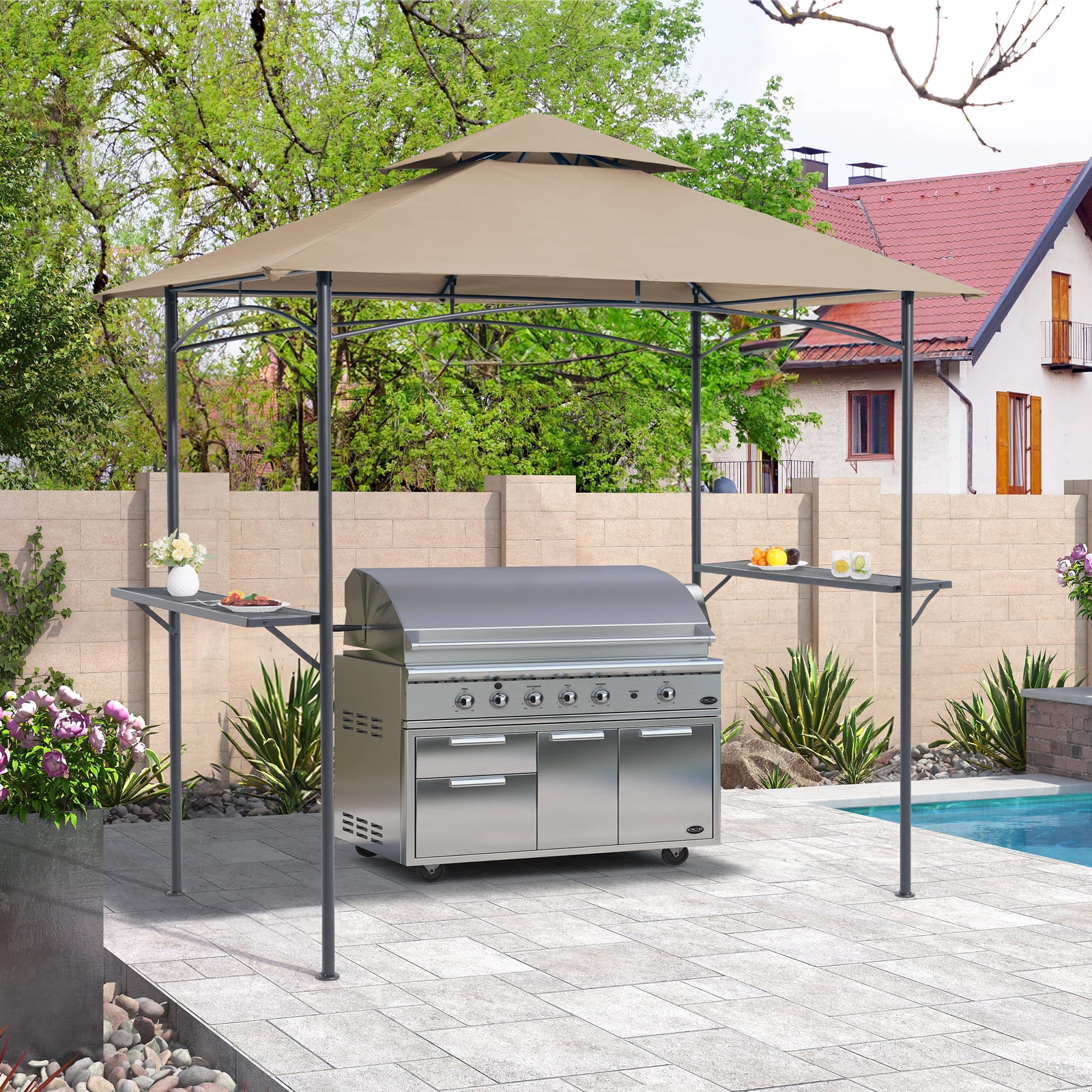 COBANA 8'x5' Grill Gazebo, Outdoor BBQ Cover, Steel Frame