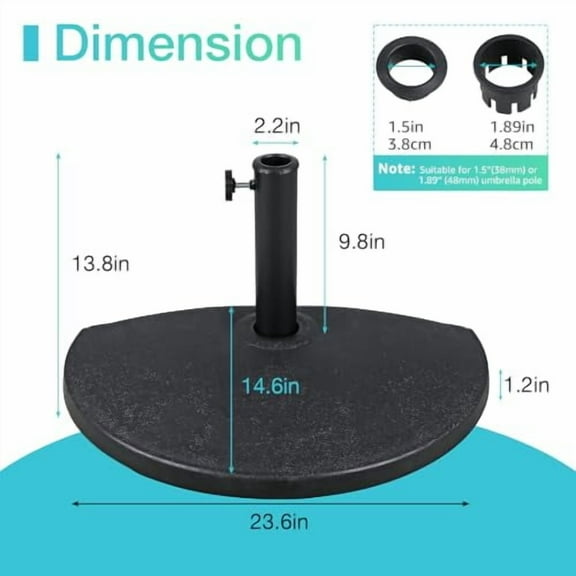 COBANA Half Round Patio Umbrella Base, Heavy-Duty Free Standing Resin Umbrella Stand, 33lb
