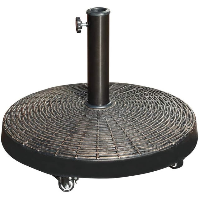 COBANA Patio Umbrella Base, Heavy-Duty Stand Resin Weights with Wheels ...