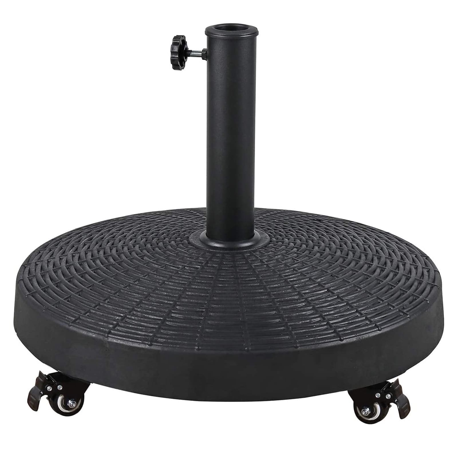 COBANA Patio Umbrella Base with Lockable Wheels, HeavyDuty Stand Resin