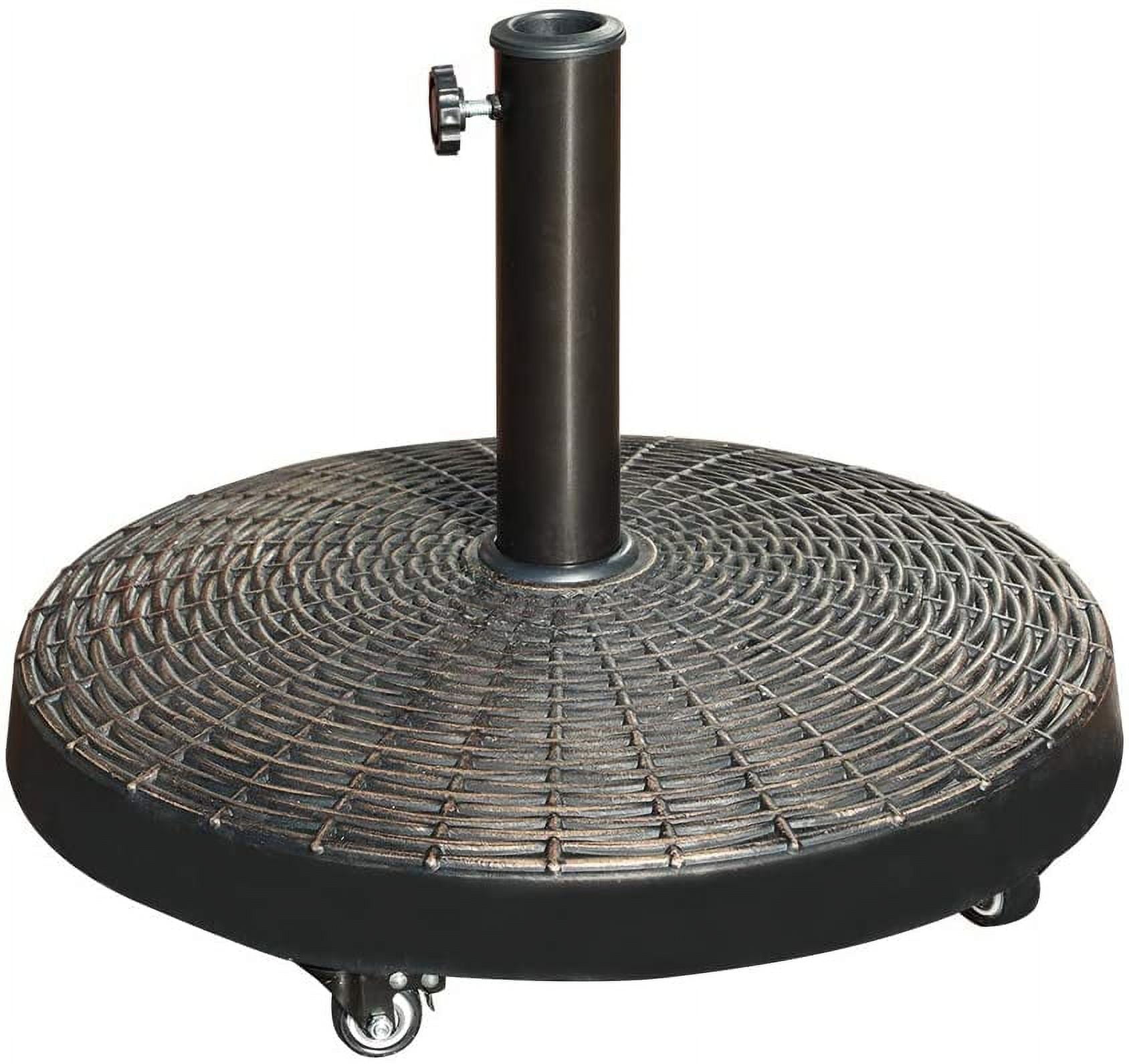 COBANA Patio Umbrella Base with Wheels, Heavyduty Round Resin Umbrella