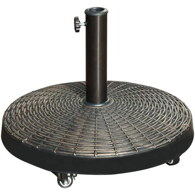 COBANA Patio Umbrella Base with Wheels, Heavyduty Round Resin Umbrella