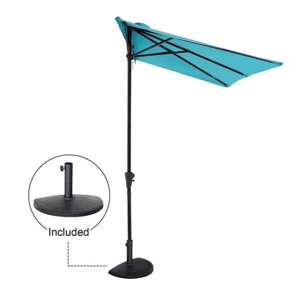 COBANA Turquoise Half Market Patio Umbrella, Fade-Resistant