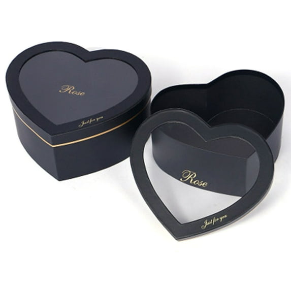COBBEKO 2pcs Heart Shaped Flower Box Floral Gift Boxes with Transparent Window Lids Luxury Style Flower Arrangements