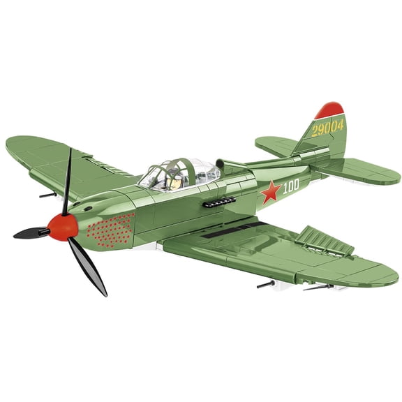 COBI WWII Bella P-39Q AIRACOBRA Soviet Fighter Plane | World War II Historical Collection Aircraft Toys | 1:32 Scale Model Airplane with Stand | Interlocking Building Block Set # 5747