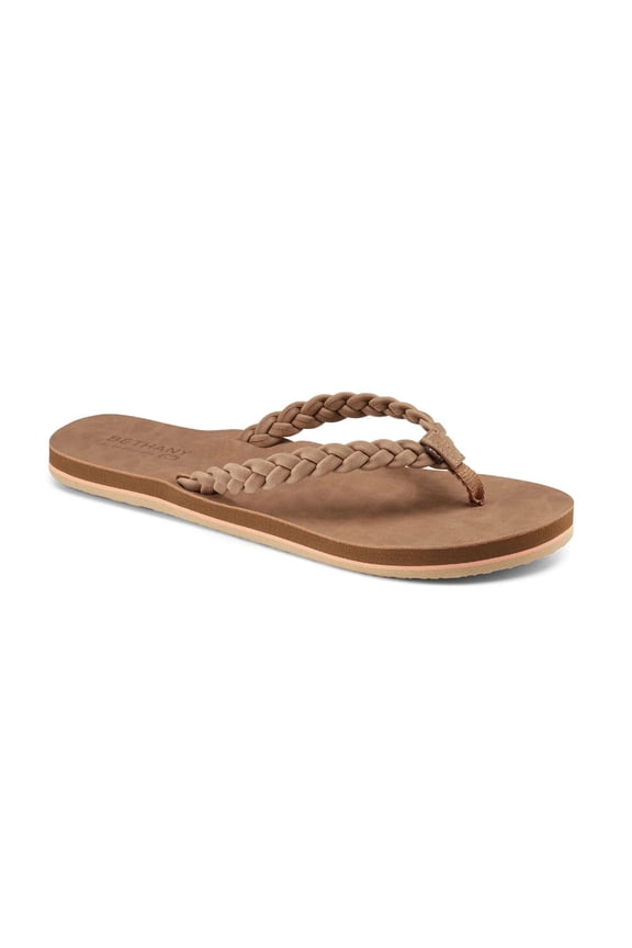 Adult Female Bethany Braided Pacifica Flip Flop Sandals, Color: Tan, Size: 10