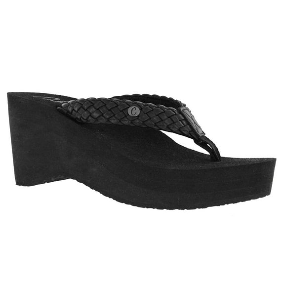 COBIAN Adult Female Zoe Wedge Sandals, Color: Black, Size: 7 (ZOE10-001-07)