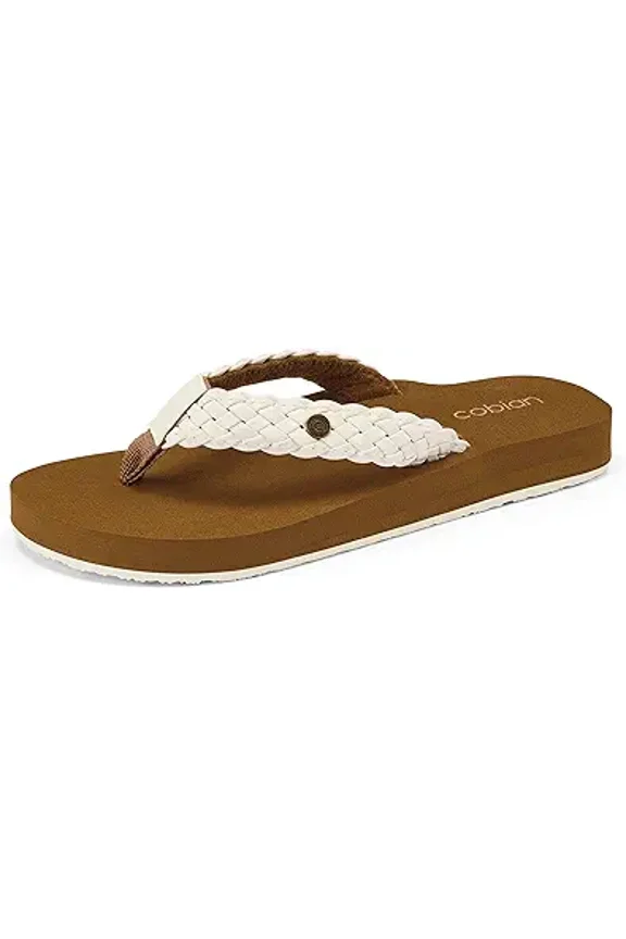 Cobian Women's Braided Bounce Synthetic Leather Casual Sandals - White
