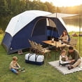 thumbnail image 1 of COBIZI 6-8-10 Person Camping Tent, Large Family Cabin Tent with Removable Rainfly, Mesh Roof for Stargazing, 84" Tall Center, Waterproof Design, Carry Bag, Darkblue, 1 of 7