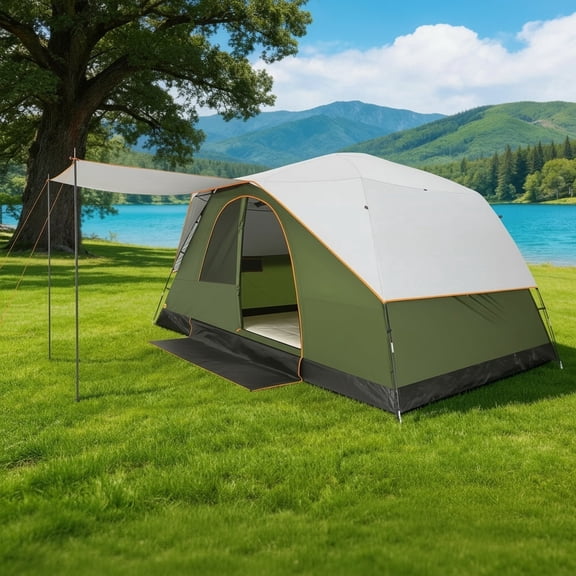 COBIZI 10 Person Camping Tent Family Tents, Instant Cabin Tents, Family Cabin Tents Car Camping for Parties, Music Festival Tent, Big, Easy Up, Included Storage Pockets, Green