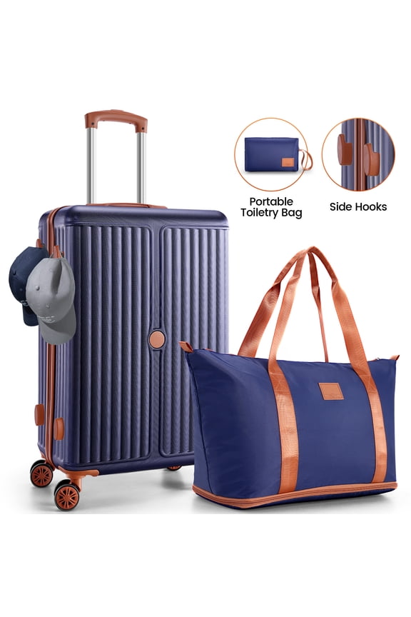 Carry on Luggage Sets Hardside 20'' Carry on Suitcase with Spinner Wheels&TSA Lock,Lightweight 3 Piece Luggage Sets Dark Blue
