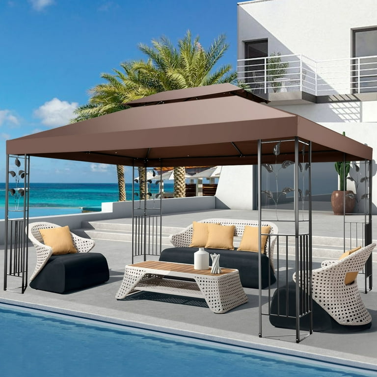 Cobizi 10x13 Gazebo Outdoor Gazebo Patio Gazebo with Mosquito Netting Heavy Duty Gazebo Double Roof Outdoor Canopy with Sturdy Metal Frame Gazebo