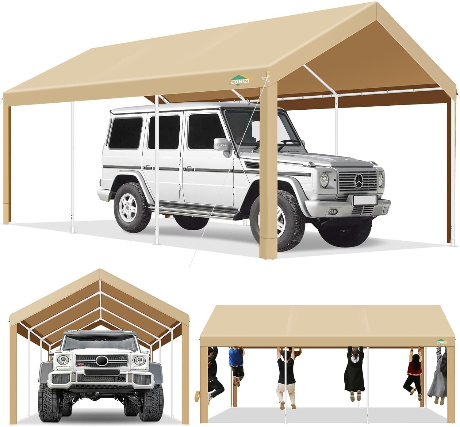 10' x 20' Heavy Duty Portable Khaki Car Canopy