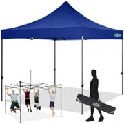 COBIZI 10' x 10' Pop-up Canopy Tent with Adjustable Height, UPF 50+ Waterproof and Instant Outdoor Shelter, Outdoor tent Includes Air Vent, 5 Sandbags, and Wheeled Carrying Bag, Dark Bule