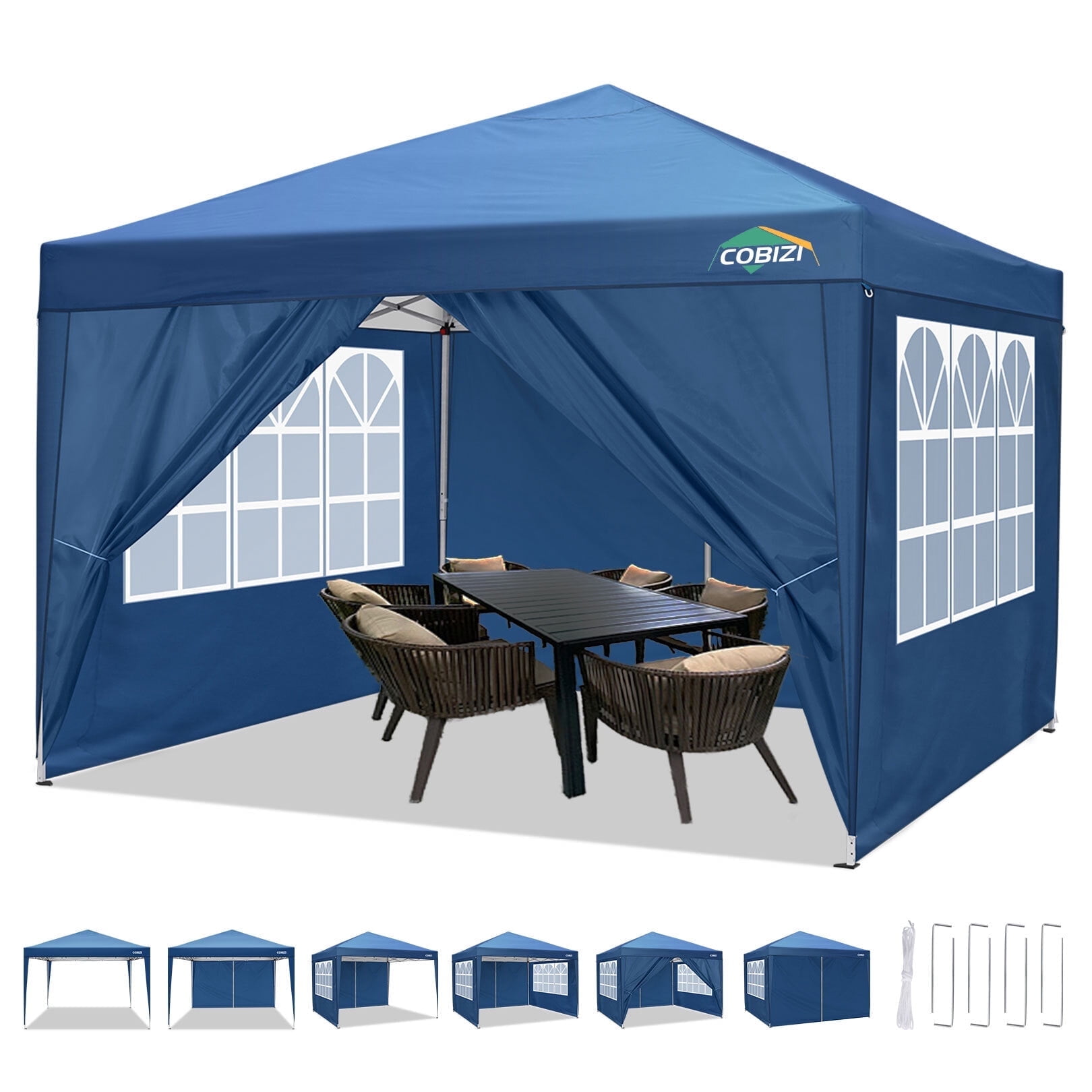 COBIZI 10'x10' Pop Up Canopy Waterproof Canopy with 4 Sidewalls Outdoor ...
