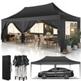 thumbnail image 1 of COBIZI 10'x20' Pop Up Canopy Tent with 6 Removable Sidewalls, Instant Outdoor Shelter with Raised Roof, Heavy-Duty Stable Frame and Carry Bag, Black, 1 of 8