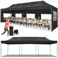 thumbnail image 1 of COBIZI 10'x30' Pop up Canopy,Party Tent Outdoor Event Instant Gazebo,Waterproof Commercial Heavy Duty Canopy for Events with 8 Sidewalls and 4 Sandbags,Wheeled Carry Bag,Black, 1 of 15
