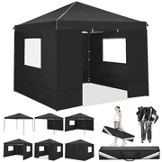 COBIZI 10X10 Pop Up Canopy Tent for Party EZ Outdoor Canopy Portable Commercial Instant Canopy Shelter Tent Waterproof Gazebo Heavy Duty Canopy with 4 Sidewalls Carry Bag,Black