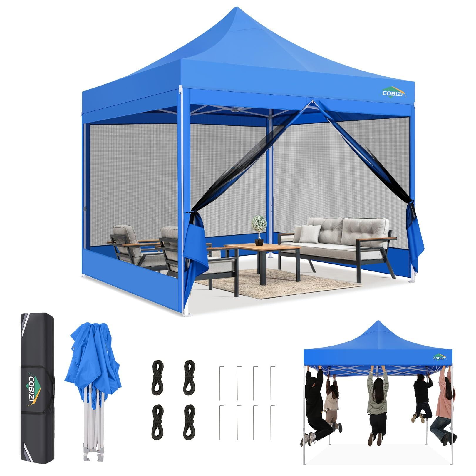 COBIZI 10x10 Canopy Tent, Heavy Duty Pop up Canopy with Sidewalls ...
