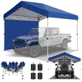 thumbnail image 1 of COBIZI 10x10 Pop Up Canopy with 1 Sidewall,Beach Tent with One Push Setup, 3 Adjustable Heights, Portable Garage,Outdoor Sun Shade for Events, Parties, Camping，Gazebo with COBIZI Cover Bag，Dark Blue, 1 of 10