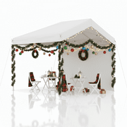 COBIZI 10x10 Pop Up Canopy with One Push Setup 1 Sidewall 3 Adjustable Heights Portable Garage Outdoor Sun Shade for Events Parties Camping Gazebo, with COBIZI Cover Bag, White