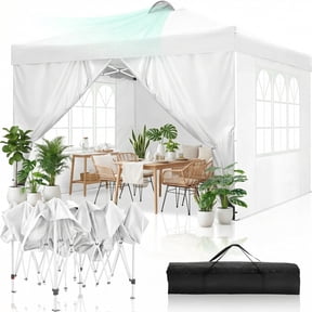 COBIZI 10x10 Pop Up Canopy Tent with 4 Sidewalls, Waterproof Instant Canopy UPF 50+ with Air Vent, Ez Setup Outdoor Gazebo with Sandbags, Stakes & Ropes for Party, Camping, Backyard, Beach, White