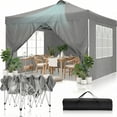 thumbnail image 1 of COBIZI 10x10 Pop Up Canopy Tent with 4 Sidewalls, Waterproof Instant Canopy UPF 50+ with Air Vent, Ez Setup Outdoor Gazebo with Sandbags, Stakes & Ropes for Party, Camping, Backyard, Beach, Gray, 1 of 9