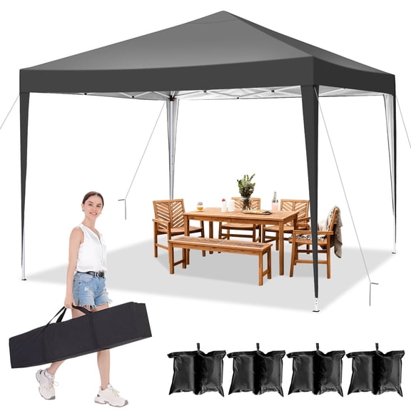 COBIZI 10x10 Ez Pop Up Canopy Tent, Commercial Instant Gazebo Tents for Parties, Waterproof Adjustable Outdoor Patio Backyard Canopy Party Tent,Black