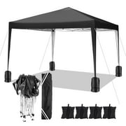COBIZI 10x10 Ez Pop Up Canopy Tent, Commercial Instant Gazebo Tents for Parties, Waterproof Adjustable Outdoor Patio Backyard Canopy Party Tent,Black