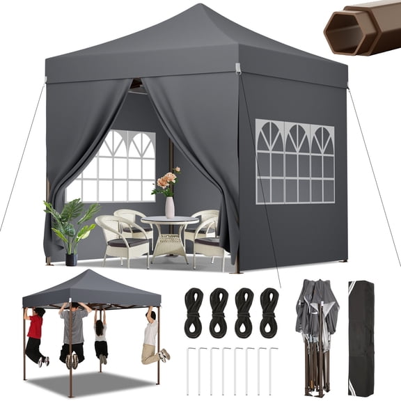 COBIZI 10x10 Heavy Duty Pop Up Canopy Tent with 4 Sidewalls, Commercial Instant Waterproof Shelter, UV 50+ with Silver Coated, Upgraded Thickened Hexagonal Legs,Dark Blue