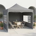 thumbnail image 1 of COBIZI 10x10 Heavy Duty Pop Up Canopy Tent with 4 Sidewalls, Commercial Instant Waterproof Shelter, UV 50+ with Silver Coated, Upgraded Thickened Hexagonal Legs,Gray, 1 of 9