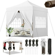 COBIZI 10x10 Heavy Duty Pop Up Canopy Tent with 4 Sidewalls, Commercial Instant Waterproof Shelter, UV 50+ with Silver Coated, Upgraded Thickened Hexagonal Legs,Khaki