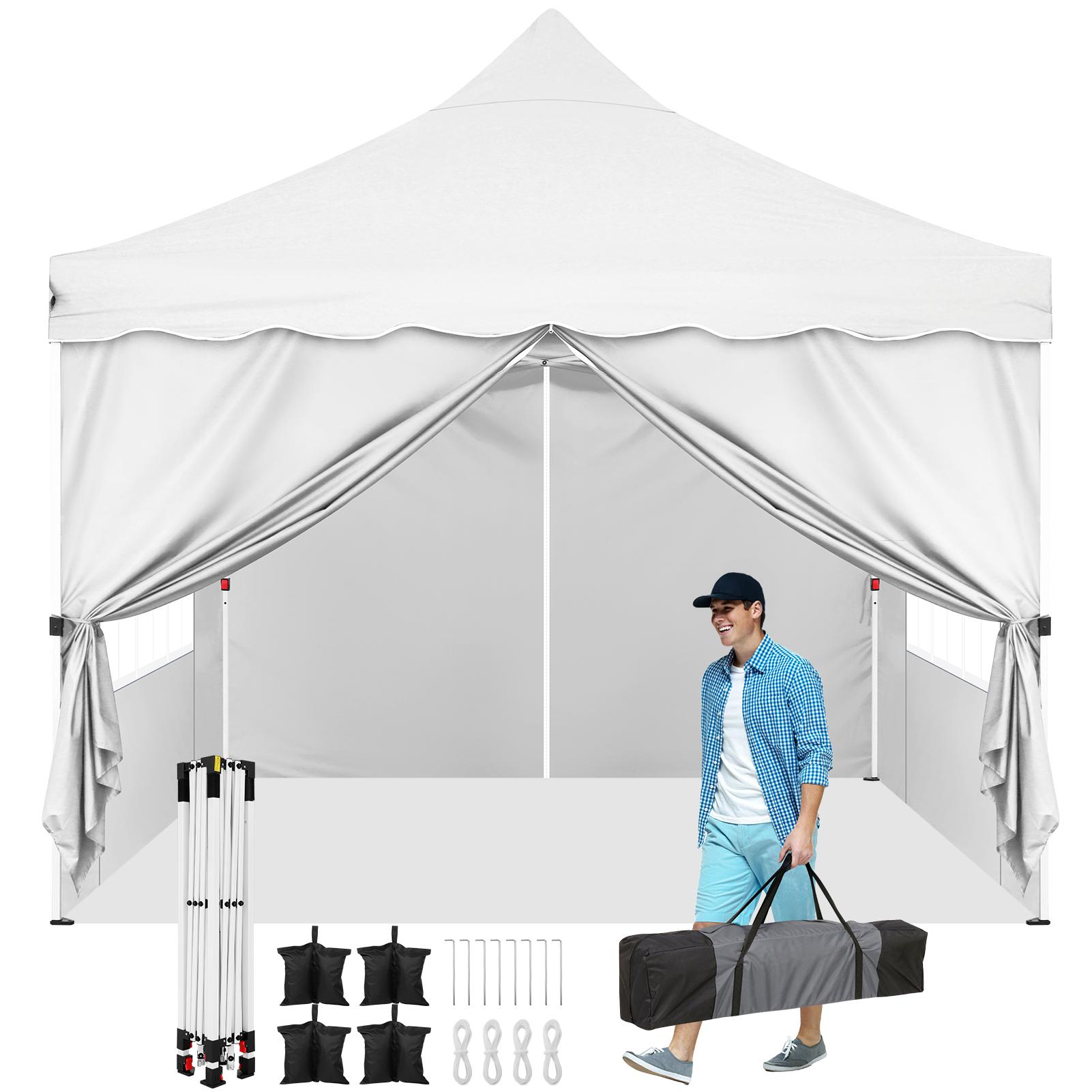 COBIZI 10x10 Pop up Canopy with 4 Removable Sidewalls, Sandbags, Stakes ...