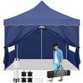 thumbnail image 1 of COBIZI 10x10 Pop up Canopy with 4 Removable Sidewalls, Sandbags, Stakes & Ropes, Upf 50+ Easy Setup Canopy Tent Waterproof Outdoor Instant Portable Shelter for Business, Events, Vendor, Dark Blue, 1 of 11