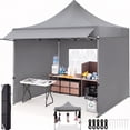 thumbnail image 1 of COBIZI 10x10 Heavy Duty Pop up Canopy with Awning and Sidewalls, Easy Setup, Waterproof Tent, UPF 50+, Gray, 1 of 6