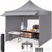 COBIZI 10x10 Heavy Duty Pop up Canopy with Awning and Sidewalls, Easy Setup, Waterproof Tent, UPF 50+, Gray