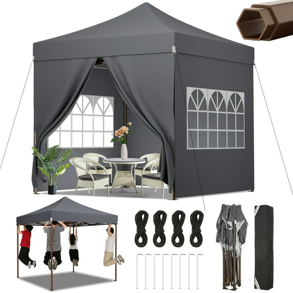 COBIZI 10x10 Pop Up Canopy Tent Heavy Duty with Sidewall, Commercial Outdoor Easy Pop Up Gazebo for Party Wedding All Weather Waterproof UV 50+ with Roller Bag(Leg Upgraded),Black