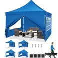 thumbnail image 1 of COBIZI 10x10 Pop-Up Canopy Tent with Sidewalls,Ez Waterproof Commercial Party Tent, UV 50+ Outdoor Instant Gazebo, Event Shelter for Garden Parties and Camping, Includes Sandbags,Blue, 1 of 7