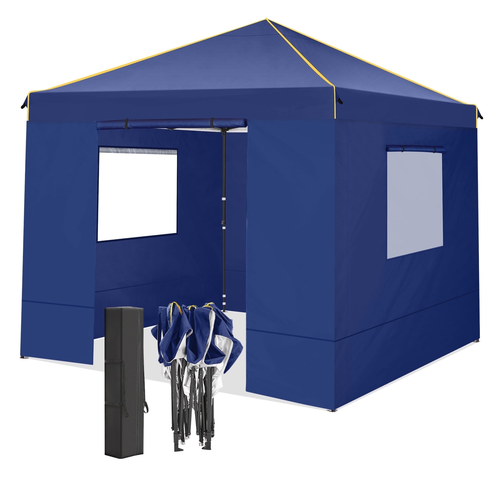 10x10 Blue Pop-Up Canopy Tent with Mesh Windows and Removable Sidewalls