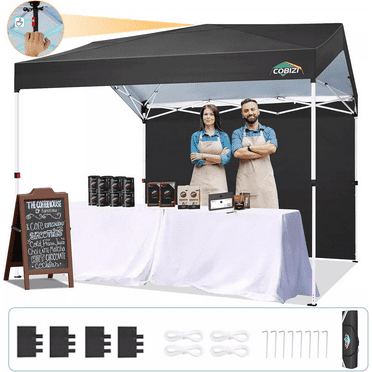 COBIZI 10x10 Pop up Tent with 1 Sidewall Commercial Gazebo One Push Sun Shelter
