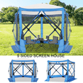 thumbnail image 1 of COBIZI 10x10ft Pop up Gazebo Screen House Tent for Camping, Pop-up Camping Canopy Tent with Mesh Windows,Portable Outdoor Quick-Set Hub Tent with Carrying Bag&Ground Stakes,Blue, 1 of 11
