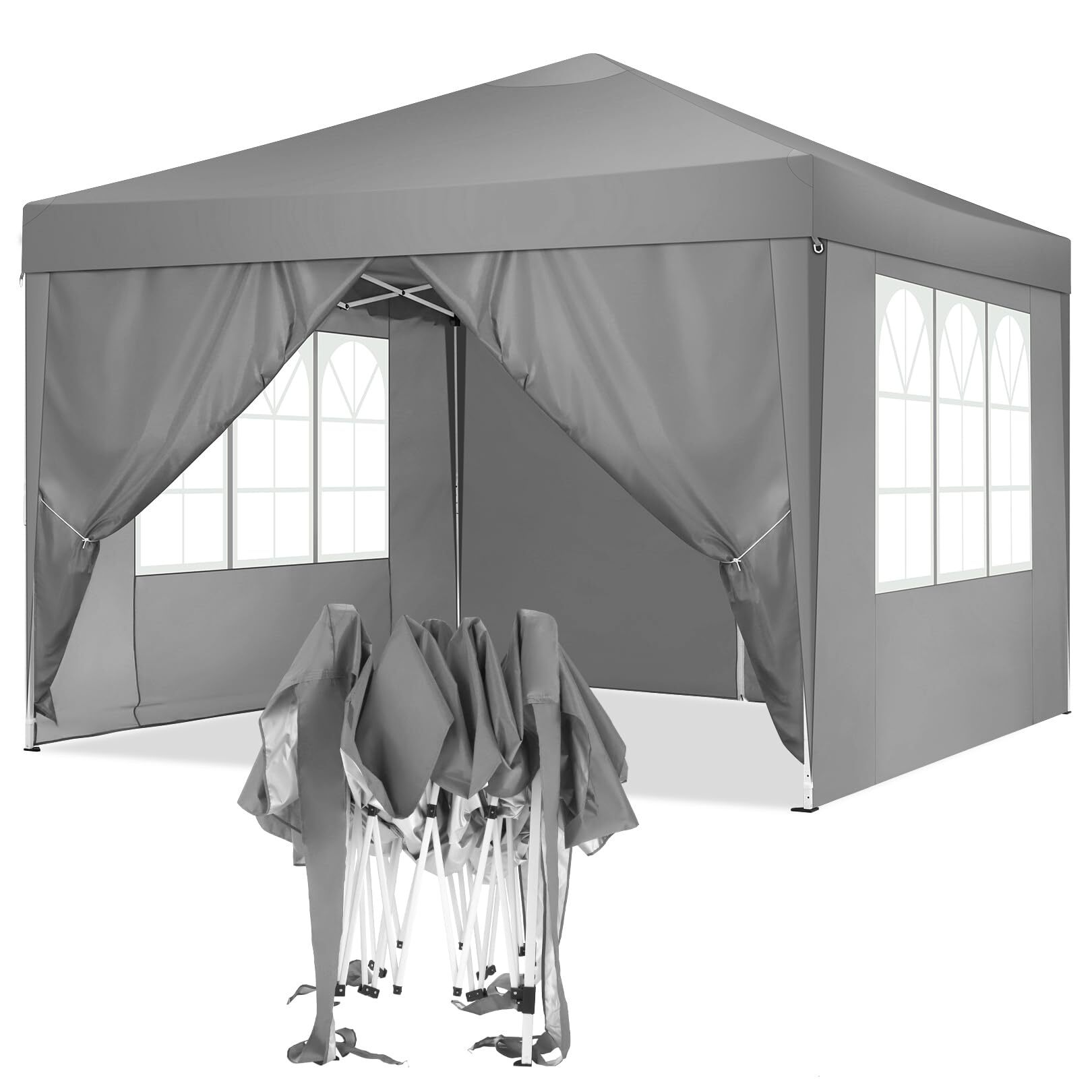 10x10ft Popup Canopy Waterproof Canopy with 4 Sidewalls Outdoor
