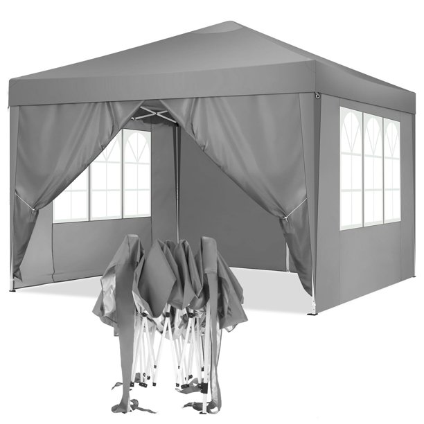 10x10ft Popup Canopy Waterproof Canopy with 4 Sidewalls Outdoor