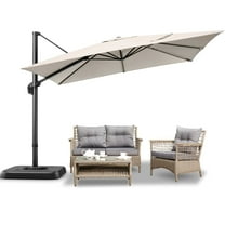 COBIZI 10x10ft Square Outdoor Patio Umbrella Cantilever Umbrella Large Offset Hanging Umbrella Aluminum Umbrella with 360°Rotation Adjustable Garden Pool Umbrella,Beige