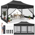 thumbnail image 1 of HOTEEL 10x15 Heavy Duty Pop up Canopy with Mosquito Net,Instant Outdoor Shelter Large Canopy Tent for Outside,Gazebo with Mesh Sidewalls for Party,Backyard,Camping,Black, 1 of 10