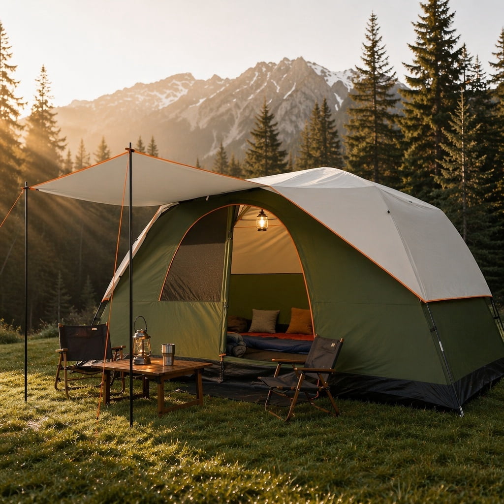 COBIZI 6-8-10 Person Family Camping Tents with Easy Setup, 15x9FT Heavy Duty Waterproof & UV Protection Tent with Removable Rainfly, Wind Ropes and Stakes, Green