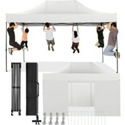 COBIZI 10x15ft Pop up Canopy, Easy up Heavy Duty Canopy Tent with 4 Removable Sidewalls,White