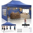 thumbnail image 1 of COBIZI 10x15 Pop up Canopy Heavy Duty Party Tent with 4 Sidewalls,Outdoor Waterproof Pop up Canopy Tent Event Shelter for Parties,Commercial-Series,Camping,Event,Dark Blue(Frame Thickened), 1 of 7