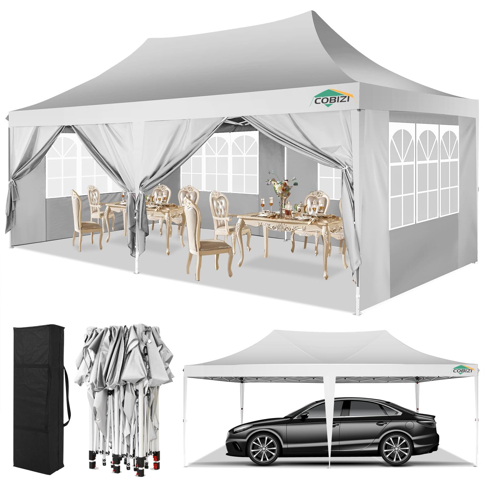 10x20 Canopy with Sidewalls Pop Up Canopy Tent Large Party Tents