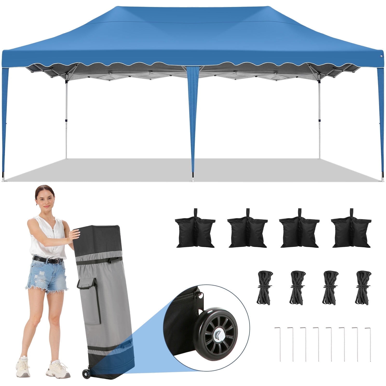 Ainfox Blue 10x20 ft Heavy Duty Pop Up Canopy Tent